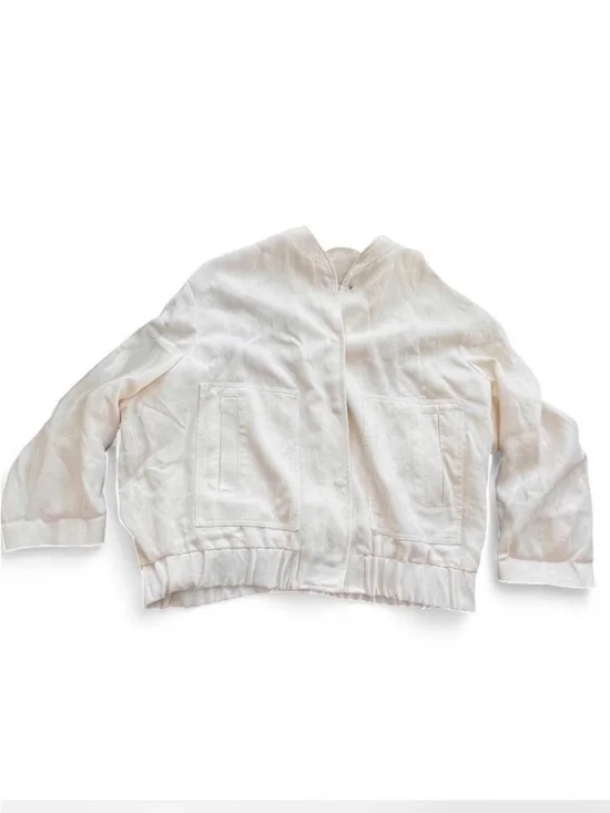 Zara Linen Blend Oversized Bomber Jacket in Cream - Size S - Picture 8 of 10